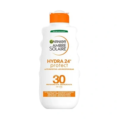 Afbeelding van Garnier Ambre Solaire Lait de protection Hydra 24H Protect, Visage et Corps, Ultra Hydratant pour toute la journée, avec élevée SPF 30, résistant à l&#039;eau, absorption rapide, 200 ml