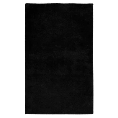 Afbeelding van Luxe Badmat Fluffy Hotelkwaliteit Wasbaar &amp; Anti slip 100% Polyester, Soft Touch Zwart Rechthoek Polyester 50x90 cm