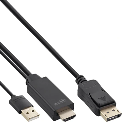Afbeelding van HDMI naar DisplayPort kabel 4K 30Hz 1 meter Zwart