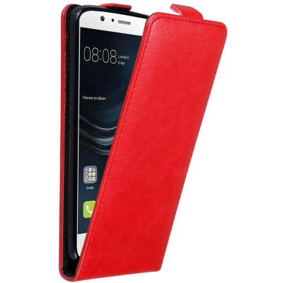 Afbeelding van Cadorabo Hoesje geschikt voor Huawei P9 LITE 2016 / G9 in APPEL ROOD Beschermhoes flip design Case Cover met magnetische sluiting