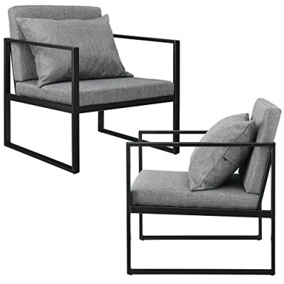 Afbeelding van Design fauteuil met kussens 70x60x60 cm set van 2 donkergrijs