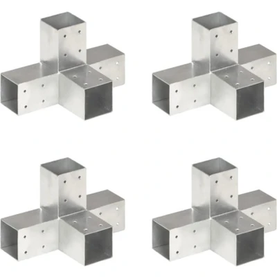 Afbeelding van vidaXL Paalverbindingen 4 st X vorm 71x71 mm gegalvaniseerd metaal