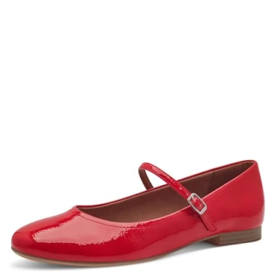 Afbeelding van Tamaris Ballerina&#039;s met enkelbandjes, Dames, Maat: 36, Red patent Kunststof