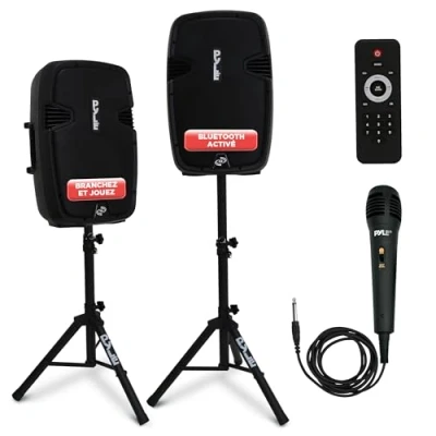 Afbeelding van PYLE Bluetooth Luidspreker, Microfoon en Afstandbediening, 30 cm Subwoofer met USB SD Kaartlezer, Draadloze Speakers, Draagbare Geluidssysteem, Audioversterker voor DJ, Concert, Conferentie