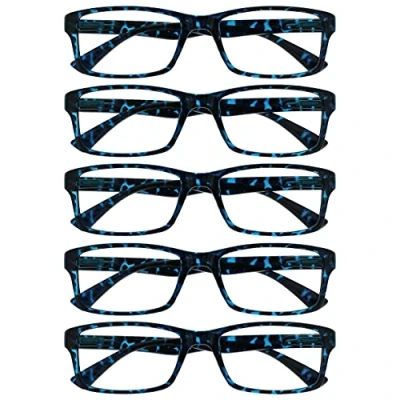 Afbeelding van UV lezer leesbril, blauw, schubben, waarde, set van 5 mannen, vrouwen, ontwerper, stijl, lezers RRRRR92 3 +3,00