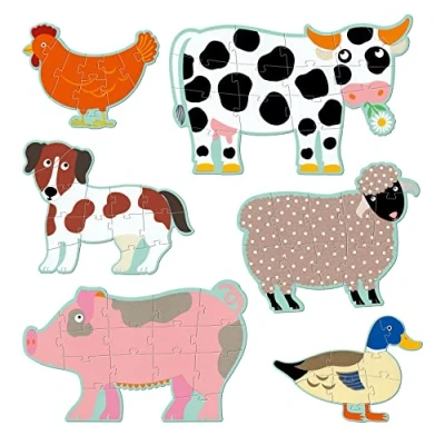 Afbeelding van Djeco Honoré boerderijdieren legpuzzel set van 6 in de kleur