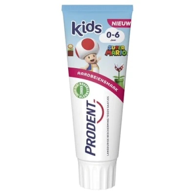 Afbeelding van Prodent Kids 0 6 jaar Tandpasta Super Mario tandverzorging met fluoride remineralisatie technologie 12 x 75 ml