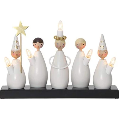 Afbeelding van Star &quot;Luciakor&quot; LED kandelaar hout wit B 33 cm H 22