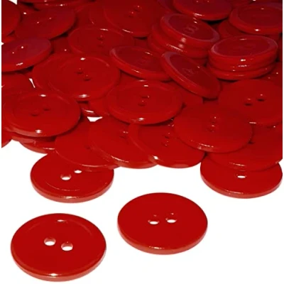 Afbeelding van AERZETIX C56377 50 stuks ronde naaigarens Ø 20 x 2,2 mm met 2 gaten 32L L32 kleur lichtrood van kunststof diameter opening fournituren/kleding/mode