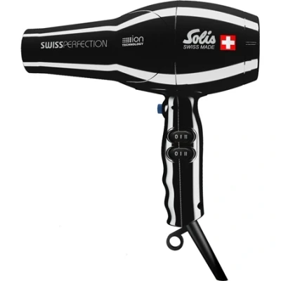 Afbeelding van Solis Swiss Perfection 440 Föhn Professionele Haardroger Ionische Fohn Hair Dryer Haarfohn Warm/Koud Zwart