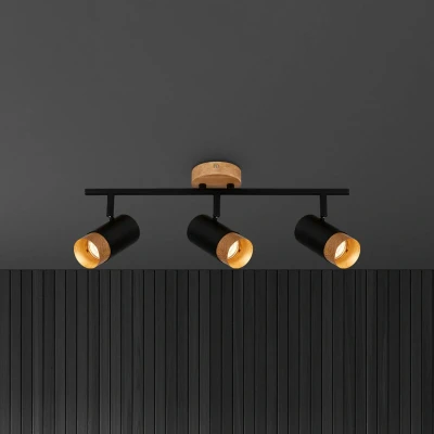 Afbeelding van BRILONER Plafondlamp 2144035 Draaibaar GU10 fitting Houttoepassing Zonder gloeilamp 9 x 47 15 cm Zwart