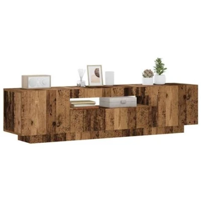Afbeelding van vidaXL Tv meubel met LED 160x35x40 cm bewerkt hout oud