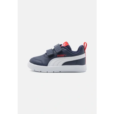 Afbeelding van Puma Courtflex V3 Sportieve wandelschoenen voor kinderen, Maat: 26, Navy white red Imitatieleer/ textiel