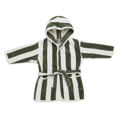 Afbeelding van Jollein Badjas 1 2 jaar Stripe Terry Sea Green GOTS