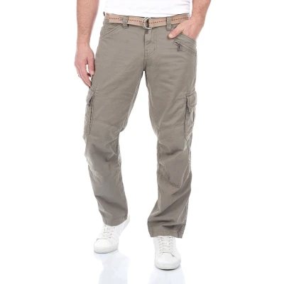 Afbeelding van TIMEZONE Heren Cargo Broek Broeken BenitoTZ comfort/relaxed Fit Grijs Volwassenen Herenbroek Riem