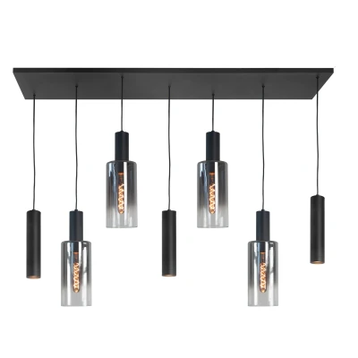 Afbeelding van Highlight Hanglamp Perugia 4+3 lichts L 130 cm zwart rook
