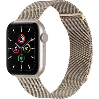 Afbeelding van imoshion Milanees magnetisch bandje voor de Apple Watch Series 1 t/m 9 / SE (38/40/41 mm) 10 (42 Maat M Champagne