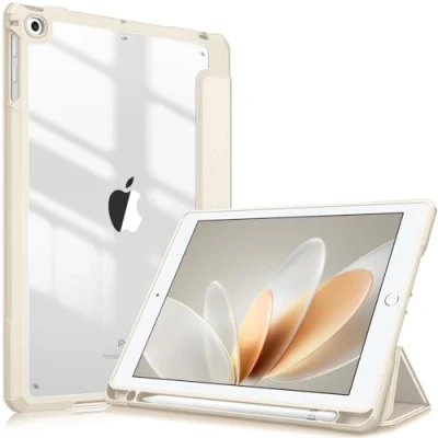 Afbeelding van Fintie Hybride hoes met penhouder voor iPad 6e generatie 2018/iPad 5e 2017/iPad Air 2/iPad 9,7 inch, schokbestendig, transparante harde aan de achterkant, beige