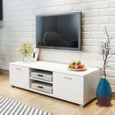 Afbeelding van Tv meubel 140x40,3x34,7 cm hoogglans wit