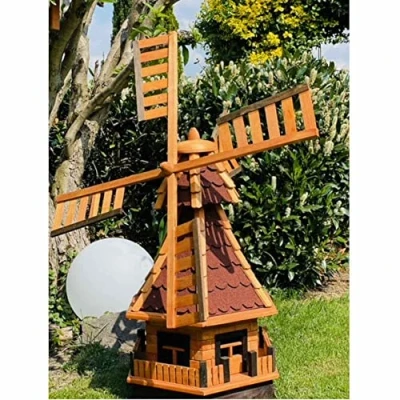 Afbeelding van DARLUX Decoratieve windmolen voor de tuin van hout met kogellagers Bruin Maten (rood XXL)