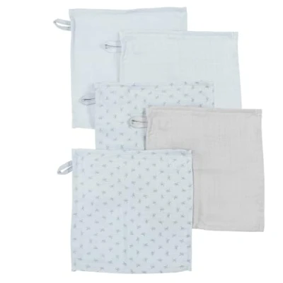 Afbeelding van roba Lil Planet Babywashandjes, 5 stuks, 25 x cm, Oekotex en Gots gecertificeerd, biologisch katoen, lichtblauw