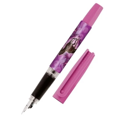 Afbeelding van Online Vulpen om te leren schrijven, met iridiumveer M, robuust en ergonomisch, voor meisjes jongens, blauwe inktpatroon, Made in Germany