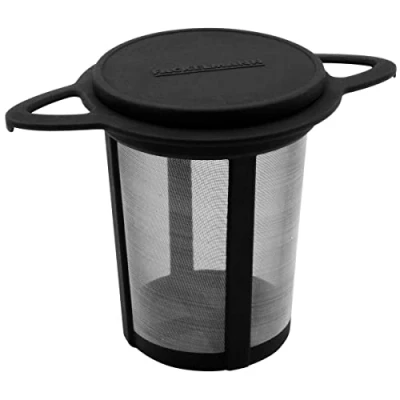 Afbeelding van Fackelmann 42286 Theefilter, permanent thee en kruidenfilter, filter voor theepot, kunststof, staal, 8,4 x 7,3 cm, zwart/zilver