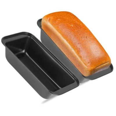 Afbeelding van 2 sets broodvorm, rechthoekige geschikt voor het bakken van verschillende soorten brood, cake en toast, gemakkelijk te reinigen (25,5 x 12,5 6 cm) (zwart)