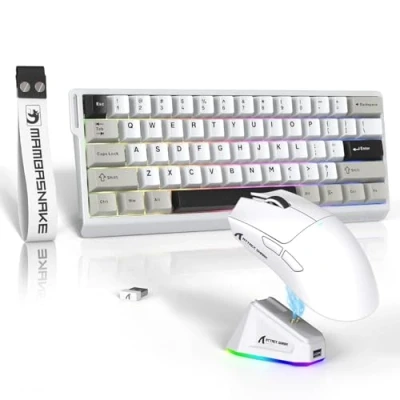 Afbeelding van ATTACK SHARK x MAMBASNAKE X60HE Clavier Gaming Magnétique avec X11 Souris, Combo et Souris Sans Fil, BT/2.4G/USB C, Déclenchement Rapide, 8K Polling Rate, 22000 DPI, Ultra Légère Blanc
