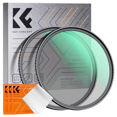 Afbeelding van K&amp;F Concept Filter 49 mm Black Mist 1/4 en Diffusion 1/8 3 reinigingsdoekjes voor digitale cameralens (K serie)
