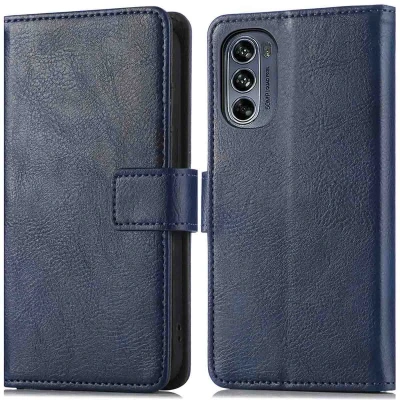 Afbeelding van iMoshion Hoesje Geschikt voor Motorola Moto G62 Met Pasjeshouder Luxe Bookcase Donkerblauw