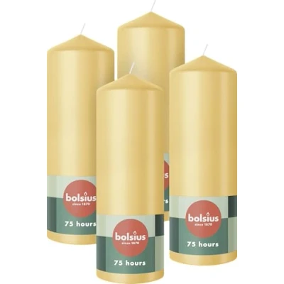 Afbeelding van Bolsius Gladde Stompkaarsen 20cm 4 stuks Beige