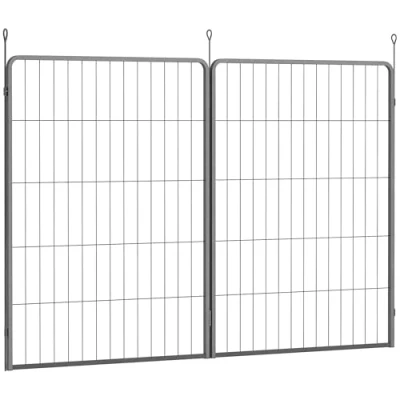 Afbeelding van PawHut Lot de 2 panneaux d&#039;extension Clôture Pour chien 80 x 100 cm chiots en acier petits et grands chiens Noir