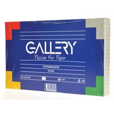 Afbeelding van Gallery Witte Systeemkaarten, Ft 12,5 X 20 Cm, Gelijnd, Pak Van 100 Stuks Systeemkaart