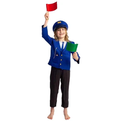 Afbeelding van Bigjigs Toys ensemble de déguisement chef train 6 pièces Costume chemin fer pour enfants, déguisement, tenues jeu rôle et accessoires, cadeaux à partir