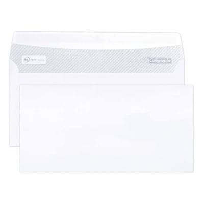 Afbeelding van Calligraphe Clairefontaine 692C doos met 500 witte enveloppen DL 110 x 220 mm zelfklevend 80 g/m²