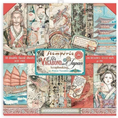 Afbeelding van Stamperia Sir Vagabond in Japan 12x12 Inch Paper Pack (SBBL95)