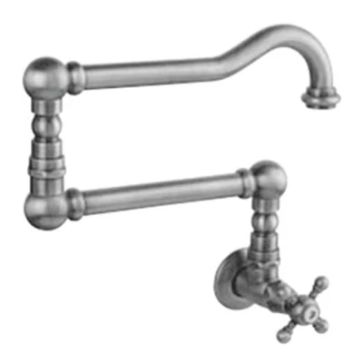 Afbeelding van PB klassieke inbouw muur fonteinkraan met sterknop koud water en lange draaibare uitloop brons 1208855722