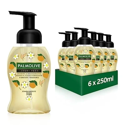 Afbeelding van Palmolive Luxe Foam jasmijn en oranjebloesem zeep 6 stuks x 250 ml schuimzeep voor zachte handreiniging