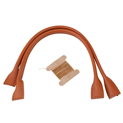 Afbeelding van Handtasgrepen van leer, tassenriemen echt voor knutselaccessoires, met zwart en bruine draad optioneel (bruin)