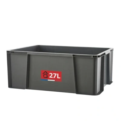 Afbeelding van SUNDIS Master Box, opbergdoos, 27 l, van gerecycleerde kunststof, robuust en versterkt, rechte wanden, stapelbaar combineerbaar, ideaal voor werkplaats, doe het zelf of transport