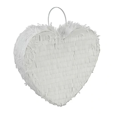 Afbeelding van Relaxdays Mini pinata hart piñata bruiloft vrijgezellenavond communie wit