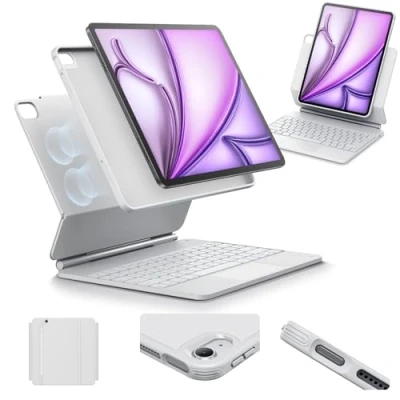 Afbeelding van ESR iPad Air 13 hoes met toetsenbord, verstelbare magnetische standaard, hoog/hoge modus voor 13, afneembare hoes, 360 serie, wit