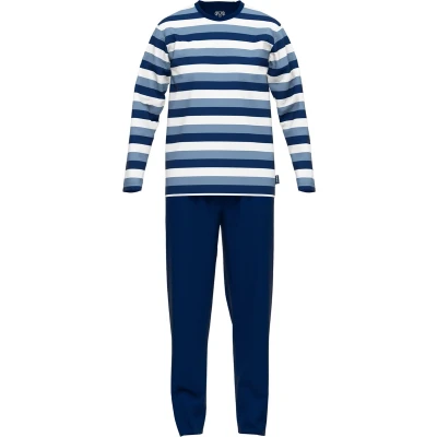 Afbeelding van CECEBA Melbourne Heren Pyjama ronde hals middenblauw gestreept Maat M