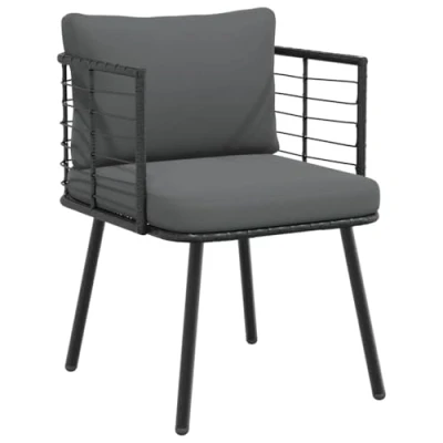 Afbeelding van Tuinstoel met kussens poly rattan zwart