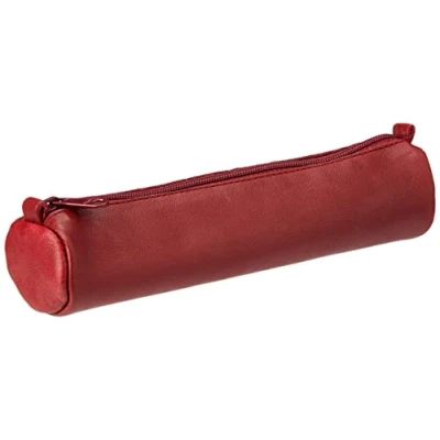 Afbeelding van Clairefontaine 77030C Collection Age Bag klein rond etui van echt rood lamsleer 18,5 cm x 4 diameter