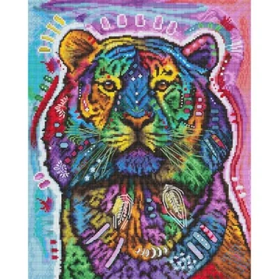 Afbeelding van Borduurpakket LETI 8003 Curious Tiger telpatroon om te borduren