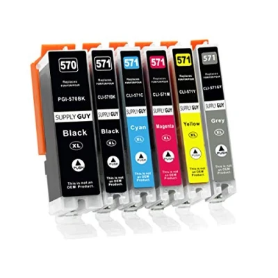 Afbeelding van 6 inktpatronen met chip, compatibel Canon PGI 570/CLI 571 voor Pixma MG7750 MG7751 MG7752 MG7753 TS8050 TS8051 TS8052 TS8053 TS9050 TS9055