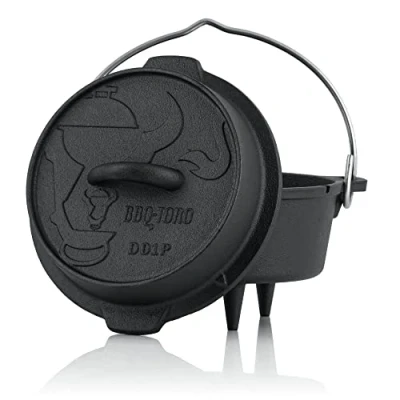 Afbeelding van BBQ Toro Dutch Oven Premium Serie 1,8 liter (DO1P), steelpan met voeten, al gekookt Preseasoned verschillende maten Gietijzeren kookpan braadpan