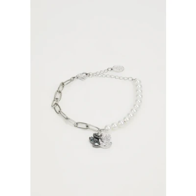Afbeelding van Swarovski Swan armband, kristallen parel, zwaan, zwart, metaalmix afwerking